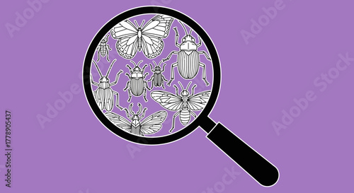 Entomological exploration detailed examination of insect diversity using magnifying glass study