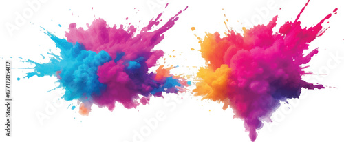 Colorful powder explosion vibrant holi paint splash abstract background for creative design projects