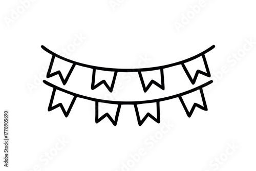 Hand-drawn party flags line art