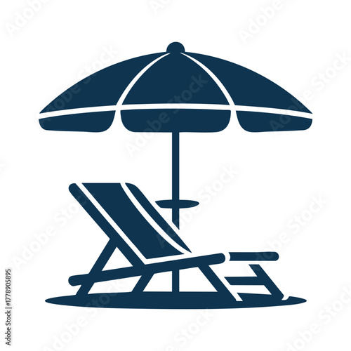 Beach umbrella and lounge chair