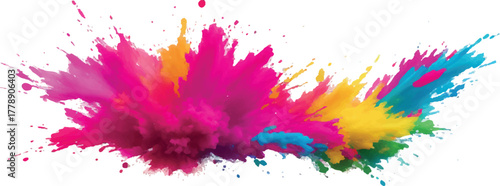 Colorful powder explosion vibrant Holi festival celebration abstract background for graphic design