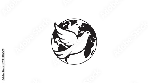 Dove flying over the world simple vector illustration symbol of peace and hope for graphic design and web use