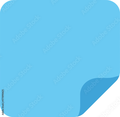 Light blue sticky note with curled corner providing a simple and versatile memo or reminder element