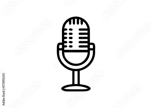 Vintage microphone outline for audio recording and broadcasting