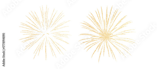 Golden fireworks on a transparent background