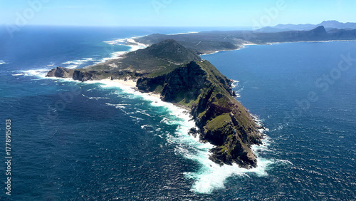 Aerial view of Cape Point and the Cape of Good Hope, Cape Peninsula, South Africa.