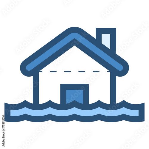 flooded house icon illustration