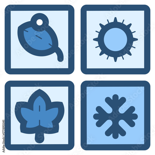 four seasons spring summer fall and winter icon illustration