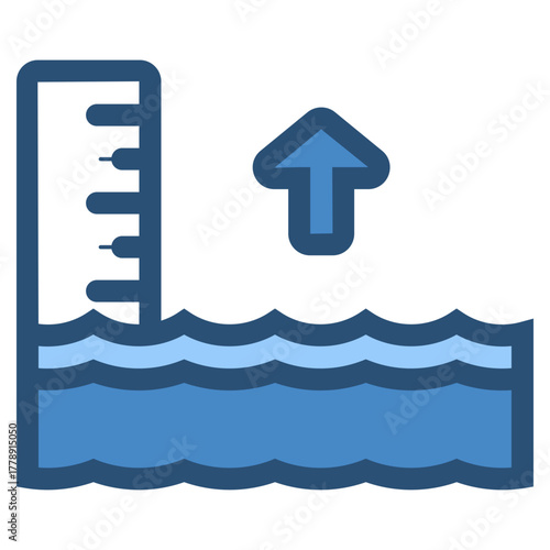 high tide sea with gauge icon illustration