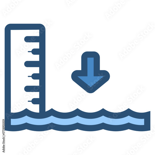 low tide sea with gauge icon illustration