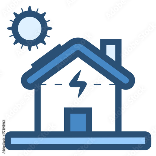 house electricity powered with solar energy icon illustration