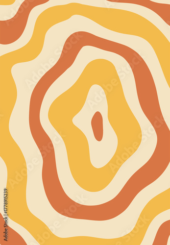 Retro wavy abstract fluid shape background wallpaper in orange and yellow 70s aesthetic vibe