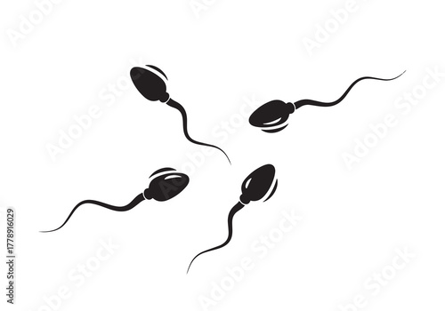Illustration of human sperm cells swimming, representing fertility, reproduction, or biology