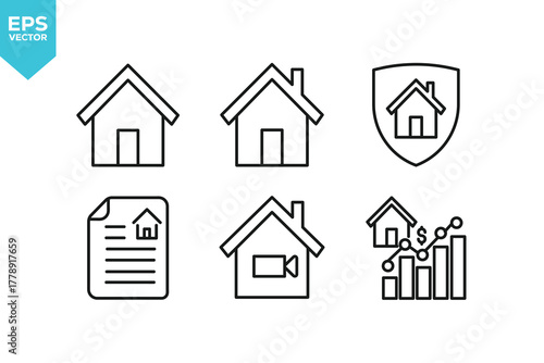 Set of line icons Real estate. Outline icons collection stock illustration