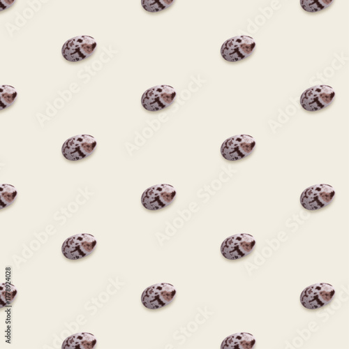 Chia seeds seamless vector pattern on beige background