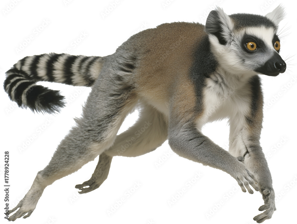 Obraz premium Leaping Ring-Tailed Lemur