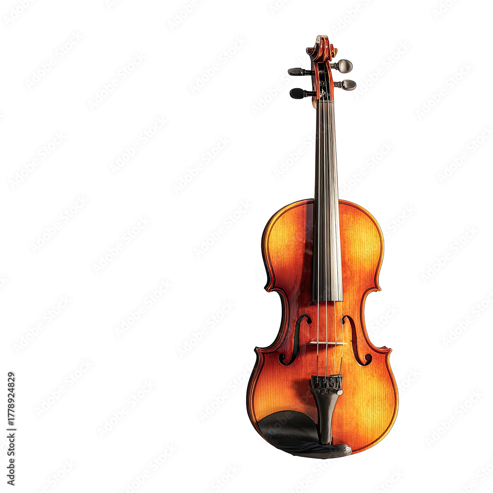 Fototapeta premium Violin, warm amber hue, dark background