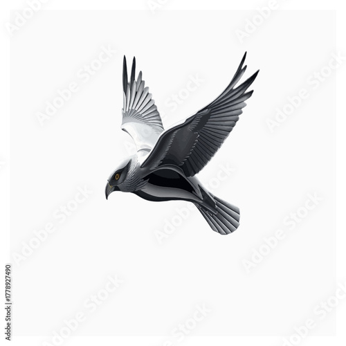Majestic bird of prey soaring against a stark black background graphic transparent background