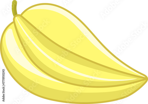 Bright Yellow Cartoon Fruit or Botanical Element Vector Illustration on White Background