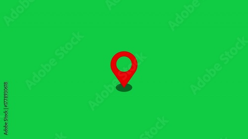 Location Pin Pointer on green screen Background 4K animation
