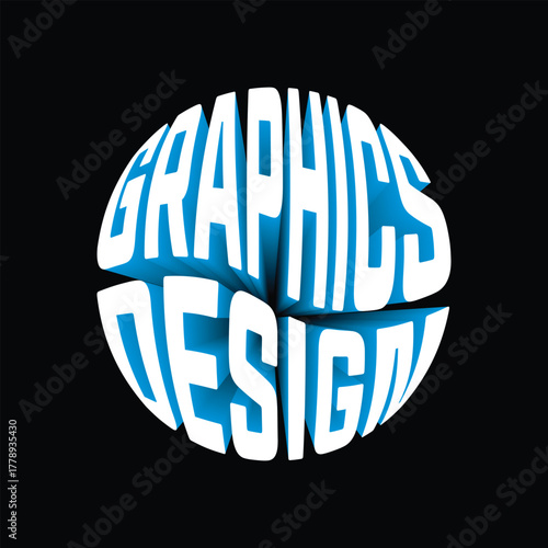 3d graphics design text sphere