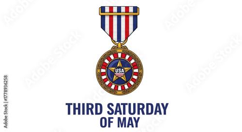 Armed Forces Day Commemoration with Military Medal and Text.