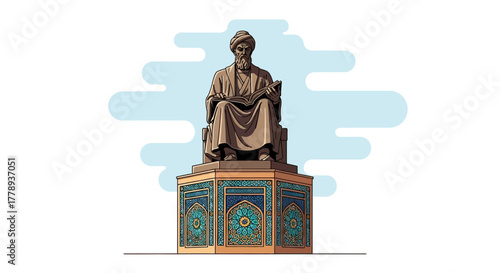Statue of Avicenna in Dushanbe Tajikistan a symbol of medicine.
