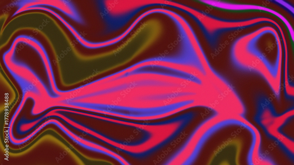 Obraz premium Swirling Abstract Liquid Paint Marbling Effect With Neon Pink Blue And Yellow Hues background