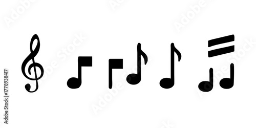 Music notes icon set, Music notes symbol, vector illustration.