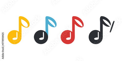 Music notes icon set, Music notes symbol, vector illustration.