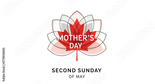 Happy Mothers Day Canada Maple Leaf Lotus Flower.