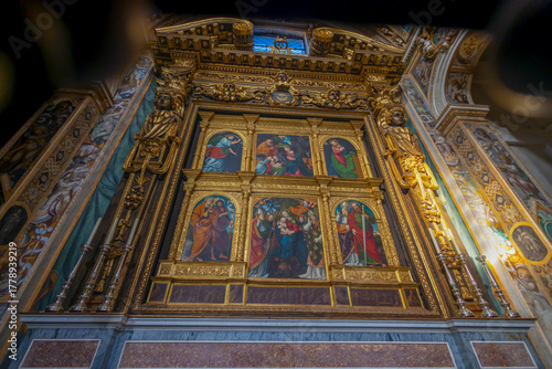 NOVARA, ITALY JANUARY 11, 2025 - Inner of Basilica of San Gaudenzio in Novara, Piedmont, Italy