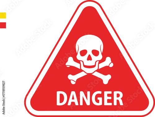 Red Triangle Danger Sign with Skull and Crossbones Symbol

