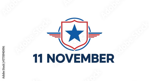 Veterans Day Logo with Star and Wings for Remembrance.