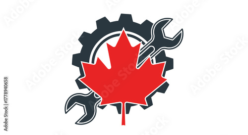 Canadian Industry and Manufacturing with Maple Leaf.
