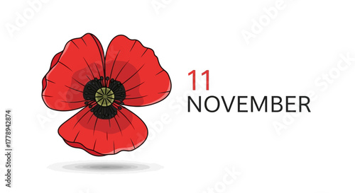 Remembrance Day Poppy Flower Symbolizing Peace and Honor.