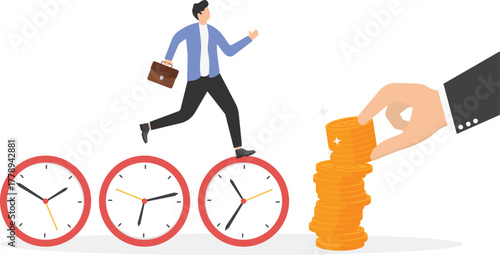 Salary rate adjustment, wage increase from employee skill development, job promotion concept,

