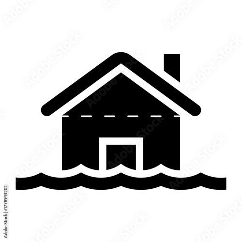 flooded house glyph icon