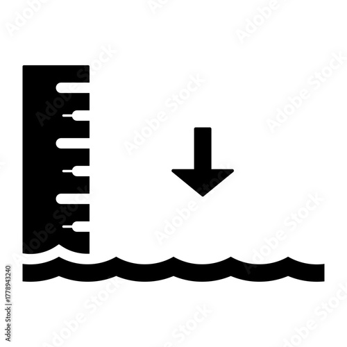 low tide sea with gauge glyph icon