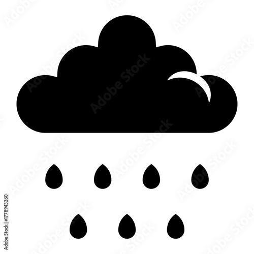 raining cloud glyph icon