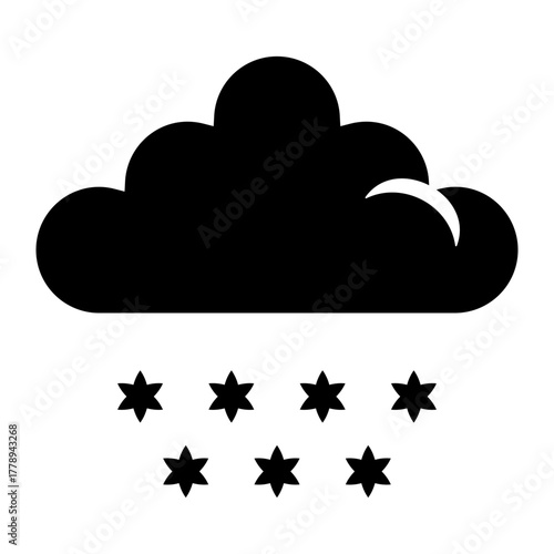snow falls from cloud glyph icon
