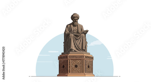 Statue of a seated philosopher historical figure wisdom and knowledge.