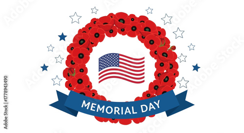 American Flag Wreath Memorial Day Celebration.