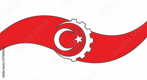 Turkish flag with crescent moon and star symbol.