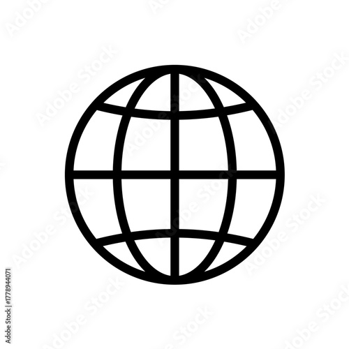 Simple globe,  world wide web - line vector icon