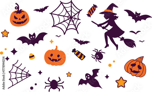 halloween icons background, vector