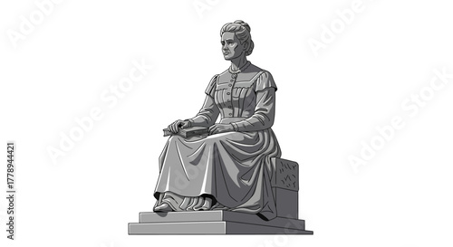 Statue of a Woman Sitting on a Stone Throne.