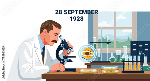 Scientist discovers penicillin in laboratory on September 28 1928.