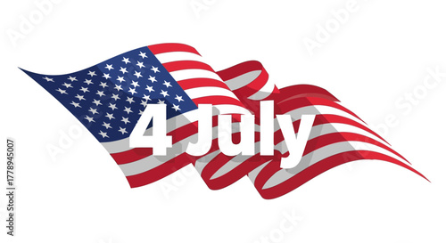 American Flag Waving Proudly on Independence Day Celebration.