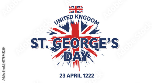 St Georges Day United Kingdom Celebration Flag Emblem.
